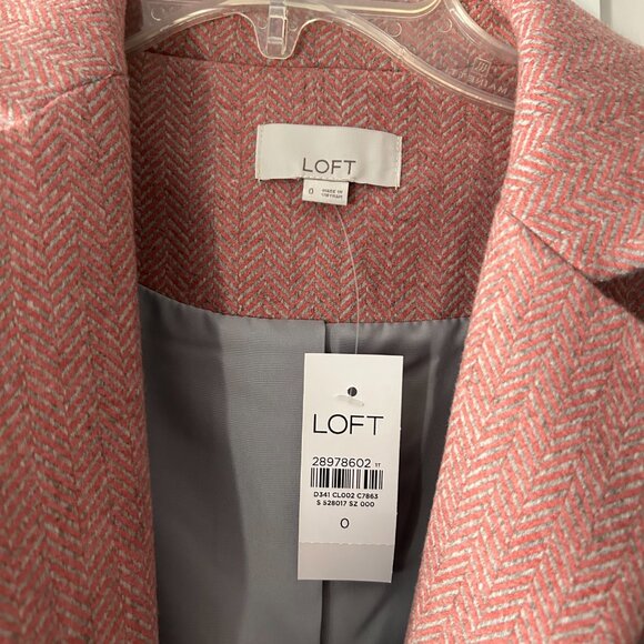 Loft Pink Herringbone Blazer (size 0) - Picture 2 of 6